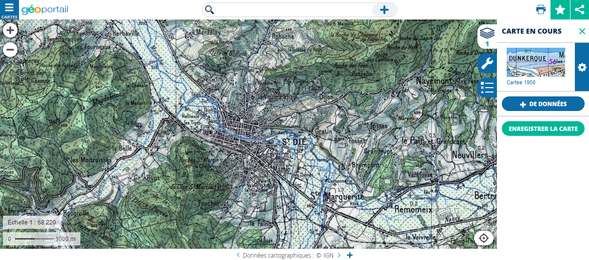 Géoportail st dié 1950